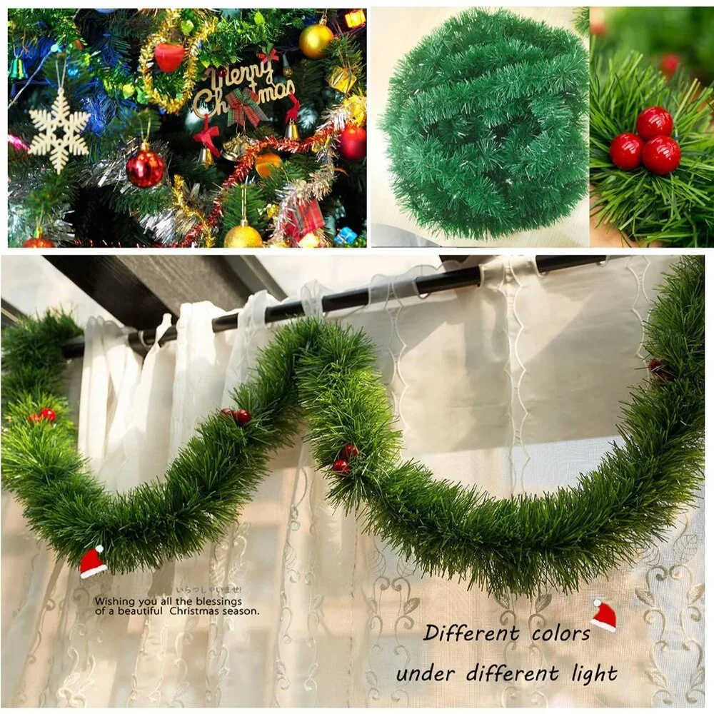50 Feet Elegant Green Tinsel Garland - Perfect for Christmas and Weddings